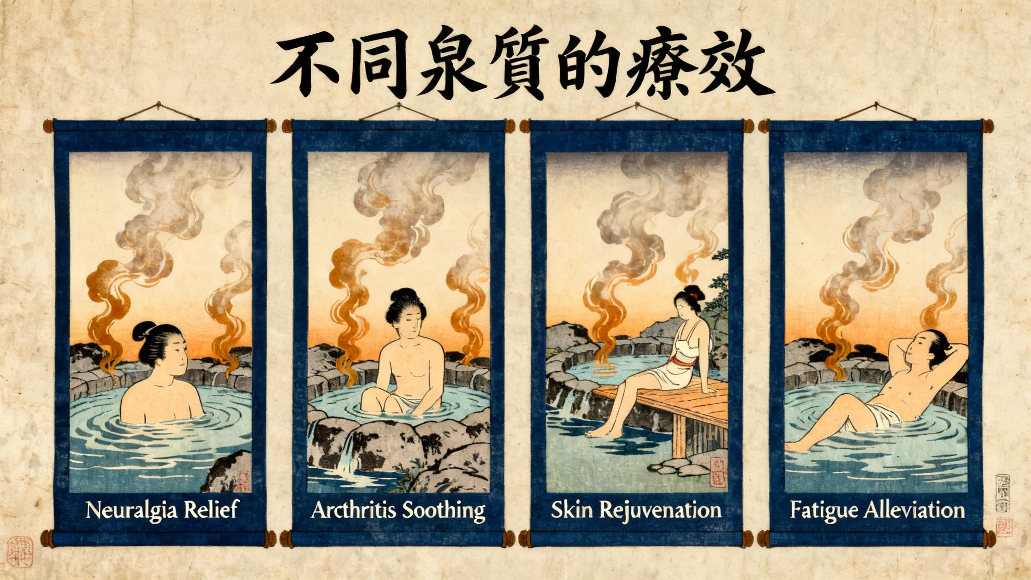 不同泉質對各種症狀的療效